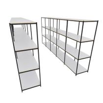 Praleira De Aço Reforçada Mini Porta Pallet 200x60x90 Estante Estoque Bandeja Branca Módulos Conjugados 5 + 5