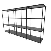 Praleira De Aço Reforçada Mini Porta Pallet 200x60x90 Estante Estoque Bandeja Preta 4 Módulos Conjugados Praleira De Aço Reforçada Mini Porta Pallet 200x60x90 Estante Estoque Bandeja Preta 4 Módulos Conjugados
