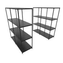 Praleira De Aço Reforçada Mini Porta Pallet 200x60x90 Estante Estoque Bandeja Preta Módulos Conjugados 2 + 2 Praleira De Aço Reforçada Mini Porta Pallet 200x60x90 Estante Estoque Bandeja Preta Módulos Conjugados 2 + 2