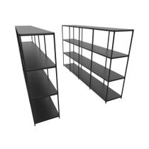 Praleira De Aço Reforçada Mini Porta Pallet 200x60x90 Estante Estoque Bandeja Preta Módulos Conjugados 4 + 4 Praleira De Aço Reforçada Mini Porta Pallet 200x60x90 Estante Estoque Bandeja Preta Módulos Conjugados 4 + 4