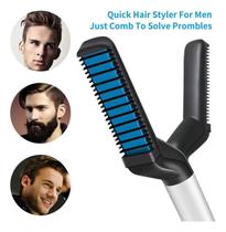 Prancha Alisadora Barba Cabelo Modelling Comb Pente Elétrico Cerâmica masculino Branco