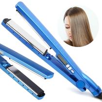 Prancha Alisadora Titânio Bivolt 3 em 1 - Modeladora Azul Anti Frizz para Todos os Tipos de Cabelo