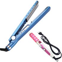 Prancha chapinha alisadora de cabelo 4Forte titanium + modelador de cachos kapbom bivolt Kit beleza