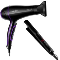 Prancha chapinha alisadora eleganza plus + secador de cabelo mondial black purple