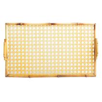 PRANCHA DE BAMBU RETANGULAR G C/ VIDRO IMPRESSO 47 X 28,5 cm