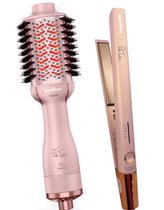 Prancha De Cabelo Britania Titanium Profissional 230c Progressiva Chapinha Rosa Bs04 Escova Secadora 1300w Tube Bivolt