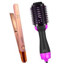 Prancha De Cabelo Britania Titanium Profissional Ions 450f Progressiva Chapinha Rosa Bs04 Escova Secadora City 3 Em 1