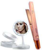 Prancha De Cabelo Britania Titanium Profissional Salão Ions 450f Progressiva Chapinha Rosa Bs04 Bivolt Espelho De Aumento Led