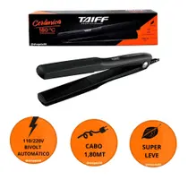 Prancha de Cabelo Chapinha Taiff Clássica Cerâmica Preta 110V/220V Bivolt 180Cº Profissional