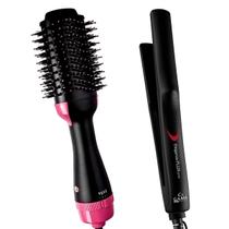 Prancha De Cabelo Gama Italy Profissional Cerâmica 410ºf Plus Chapinha Ions Escova Secadora City 3 Em 1