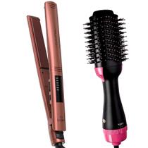 Prancha De Cabelo Gama Italy Profissional Cerâmica Ion 450ºf Óleo Marula Chapinha Progressiva Escova Secadora City 3 Em 1