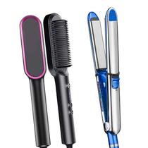 Prancha De Cabelo Gold Profissional Ion 465ºf Titanium Chapinha Progressiva Digital Bivolt Escova 2 EM 1 Hq