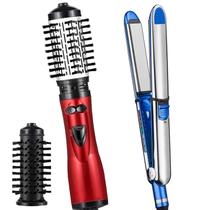 Prancha De Cabelo Gold Profissional Ion 465ºf Titanium Chapinha Progressiva Digital Bivolt Escova Rotativa Protect 1000w