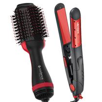 Prancha De Cabelo Lenoxx Pro Cerâmica Ions Negativos Tourmaline 250c Úmido Liss Chapinha Escova Secadora Cadence 4 Em1 Rouge