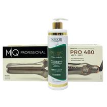 Prancha de Cabelo Profissional Chapa Titanium Para Alisamentos MQ Pro480 Escova Progressiva e Alisamento Capilar Orgânico Profissional 500ml Maochi