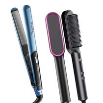 Prancha De Cabelos Alisadora Britania Titanium 220ºc Chapinha Progressiva Salão Blue Escova 2 Em 1 Hq Bivolt