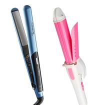 Prancha De Cabelos Alisadora Britania Titanium 220ºc Chapinha Progressiva Salão Blue Modelador 2 Em 1 Bivolt