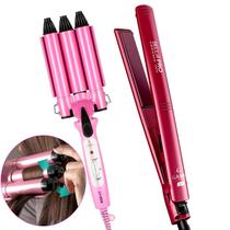 Prancha De Cabelos Gama Italy Cerâmica 430ºf Ions Tourmaline Vermelha Elegance Chapinha Modelador Cachos Triondas Profissional Cacheador Rosa Bivolt