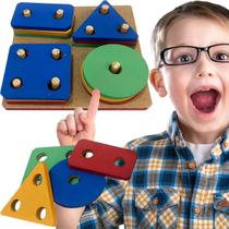 Prancha De Seleção Encaixe Brinquedo Pedagógico Madeira