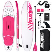 Prancha de stand up paddle inflável SUSIEBAY, suporta até 320 lb, larga, rosa, 320 cm Prancha de stand up paddle inflável SUSIEBAY, suporta até 320 lb, larga, rosa, 320 cm
