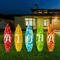 Prancha de surf Aloha LED Yard Sign Lineshading com estacas x5