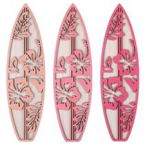 Prancha de surf decorativa RattanView Hibiscus 3 peças madeira rosa