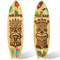Prancha de surfe Yard Signs Tiki Bar com festa de luau havaiana Stakes