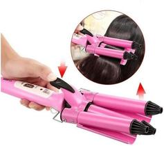 Prancha Modelador Cabelo Ondulado Cacheado TriOndas Rosa Prancha Modelador Cabelo Ondulado Cacheado TriOndas Rosa