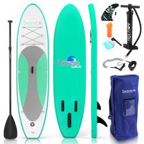 Prancha Stand Up Paddle Inflável SereneLife Thunder Wave, Leve e Compacta, Kit Iniciante com Remo Flutuante e Leash, 305cm, Turquesa, SLSUPB20
