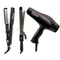 Prancha Tittan 500 Lion Preta Biv + Modelador Cachos Lizze 230º+ Secador Ergo Power 2150w Zhorn 110v