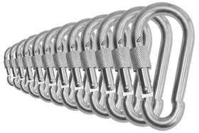 Pranchas da marca Carabiner Snap Hooks pretas e prateadas, pacote com 12