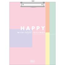 Prancheta A4 Decorada Happy com Prendedor Metálico