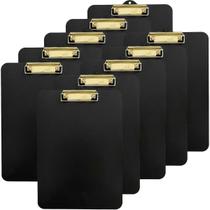 Prancheta A4 Mdf Black Ofício Pregador Metal Gold Kit 10 Unidades