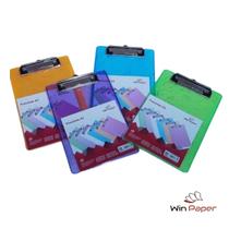 Prancheta Color Plástico Acrílico A5 Com Prendedor Metal
