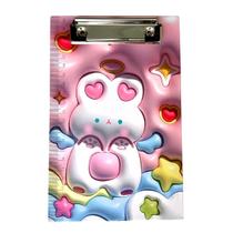 Prancheta Colorida Estampa Efeito 3D A5 Oficio C/ Prendedor ROSA