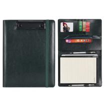 Prancheta de couro PU Wonderpool A5, fichário de receitas, caderno de notas, porta-formulários, estojo de documentos Planejador de entrevistas, redação de reuniões, arquivo de padfólio para escritório, viagens, escolas e restaurantes (A5, verde)