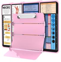 Prancheta de enfermagem NECEG dobrável de alumínio rosa com folhas de dicas Prancheta de enfermagem NECEG dobrável de alumínio rosa com folhas de dicas