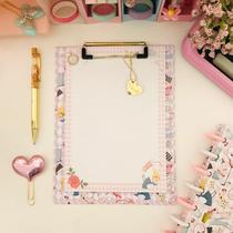 Prancheta Estampada A5 + 30 Folhas Pautadas Decorada