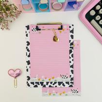 Prancheta Estampada A5 + 30 Folhas Pautadas Decorada