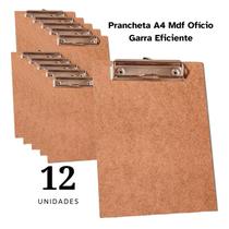 Prancheta madeira A4 c/ 12 unid, super resistente, prendedor forte