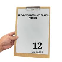 Prancheta madeira A4 c/ 12 unid, super resistente, prendedor forte