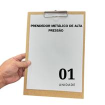 Prancheta madeira, papel sulfite, tradicional, prendedor forte