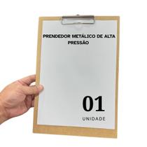 Prancheta madeira, papel sulfite, tradicional, prendedor forte