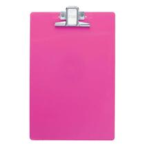 Prancheta Plástica Oficio Waleu com Prendedor Metal Rosa