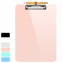Prancheta Sooez Plastic com suporte para canetas 8,5x11" A4 rosa