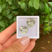 Prasiolita Coração Par 22,67ct
