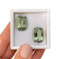 Prasiolita Cushion Baguete Par 38,57ct