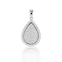 Prata esterlina 129 pedras Micro Pave Teardrop Pingente