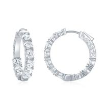 Prata esterlina 29mm x 5mm CZ Hoop brincos