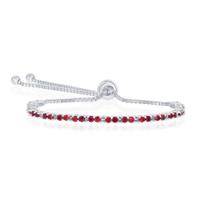 Prata esterlina 2mm Ruby CZ 'July Birthstone' sutiã ajustável